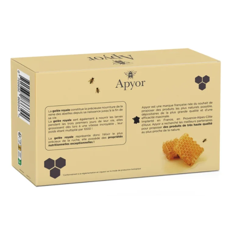 Revitalisant puissant, défenses naturelles. Agriculture Biologique certifiée. Pour toute la famille, dès 3 ans. Bon goût. 1 500 mg de gelée royale par ampoule.