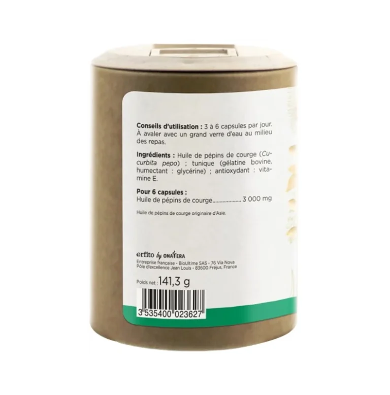 Huile de pépins de courge – Prostate -200 capsules – Orfito