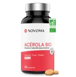 NOVOMA Acerola Bio 1000mg, Riche en Vitamine C Naturelle, Réduit la Fatigue & Renforce le Système Immunitaire, 30 Comprimés À Croquer, Sans Sucre & Vegan, Fabriqué en France