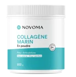 NOVOMA Collagène Marin Poudre Type 1 & 3, Peau Lisse & Articulations Souples, 10g par Portion, Cure de 25 jours, Collagène Breveté Naticol, Vitamine C, Pot de 253g Sans arôme, Made in France