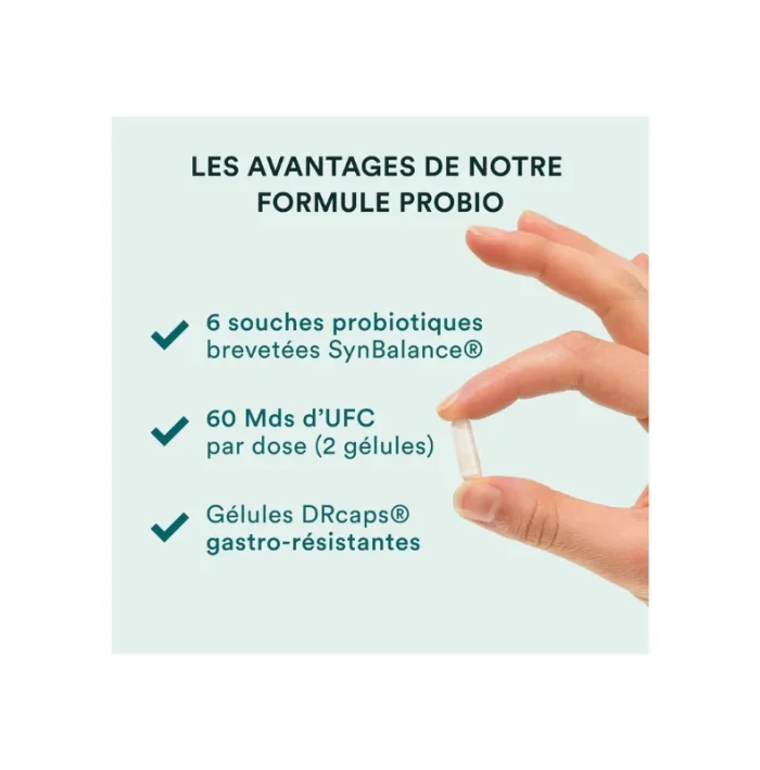 NOVOMA Formule Probio, Complexe Probiotique pour la Flore Intestinale, 60 Milliards UFC/Jour, 6 Souches Naturelles, Ferments Lactiques, 60 Gélules Vegan Gastro-Résistantes, Fabriqué en France