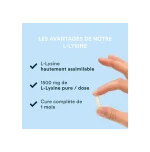 NOVOMA L-Lysine 1500 mg, Acide Aminé Essentiel, Cure de 1 mois, Dosage optimal, Soutient le Système Immunitaire et les Muscles, 90 Gélules Végétales, Fabriqué en France