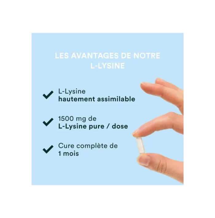 NOVOMA L-Lysine 1500 mg, Acide Aminé Essentiel, Cure de 1 mois, Dosage optimal, Soutient le Système Immunitaire et les Muscles, 90 Gélules Végétales, Fabriqué en France