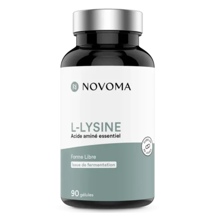 NOVOMA L-Lysine 1500 mg, Acide Aminé Essentiel, Cure de 1 mois, Dosage optimal, Soutient le Système Immunitaire et les Muscles, 90 Gélules Végétales, Fabriqué en France
