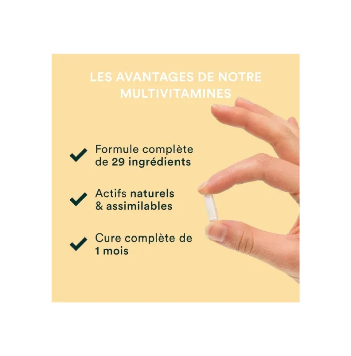 NOVOMA Multivitamines et Minéraux, 29 Vitamines & Minéraux A B C D3 E K2 + Magnésium & Zinc, 120 gélules, Complément Alimentaire Immunité pour Femme et Homme, Fabriqué en France