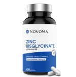 NOVOMA Zinc Bisglycinate 15 mg + Vitamine B6, 120 Gélules, Zinc breveté TRAACS®, Immunité & Acné, Fabriqué en France